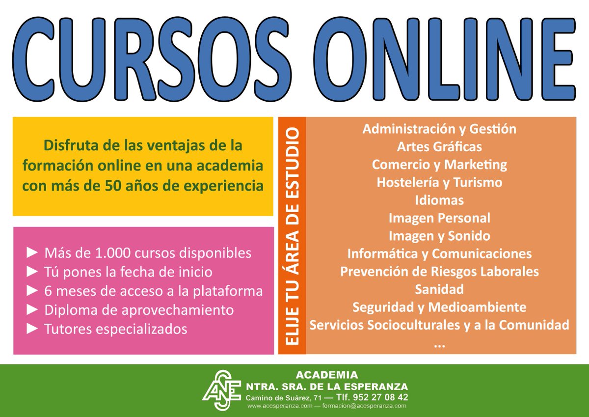 En estos tiempos en que tenemos que intentar estar en casa es el mejor momento para formarte vía online.  Para poder formarte dónde y cuándo quieras, con flexibilidad horaria y de distintas ramas. teleformacion.acesperanza.com .  #online #acesperanza  #yomequedoencasa