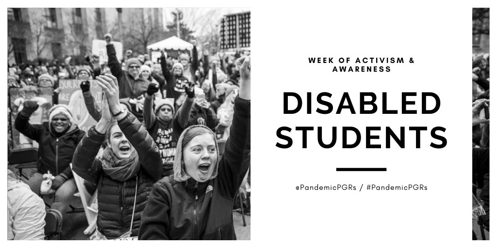 [MEGATHREAD: Disabled Students] Today, it's all about the ways the pandemic has exacerbated problems that disabled PhD students face. We're thrilled to be working with  @ChangeDisabled today - follow them to stay updated on disabled students’ fight for equal access to education!