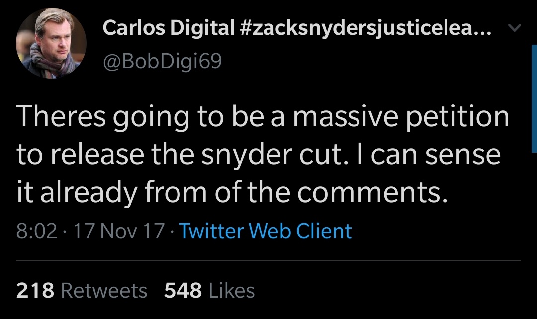 And the started the biggest movement for a movie in the history of world cinema. It lasted for more than two years and still going strong  #ReleaseTheSnyderCut