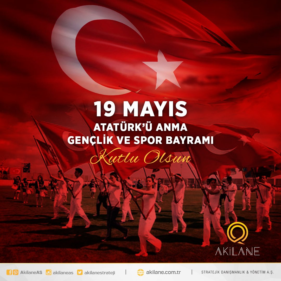 AkilaneStrateji's tweet photo. 19 Mayıs Atatürk’ü Anma Gençlik ve Spor Bayramı kutlu olsun. 🇹🇷
#19Mayıs1919 #Akilane https://t.co/Hr2own7m2Y
