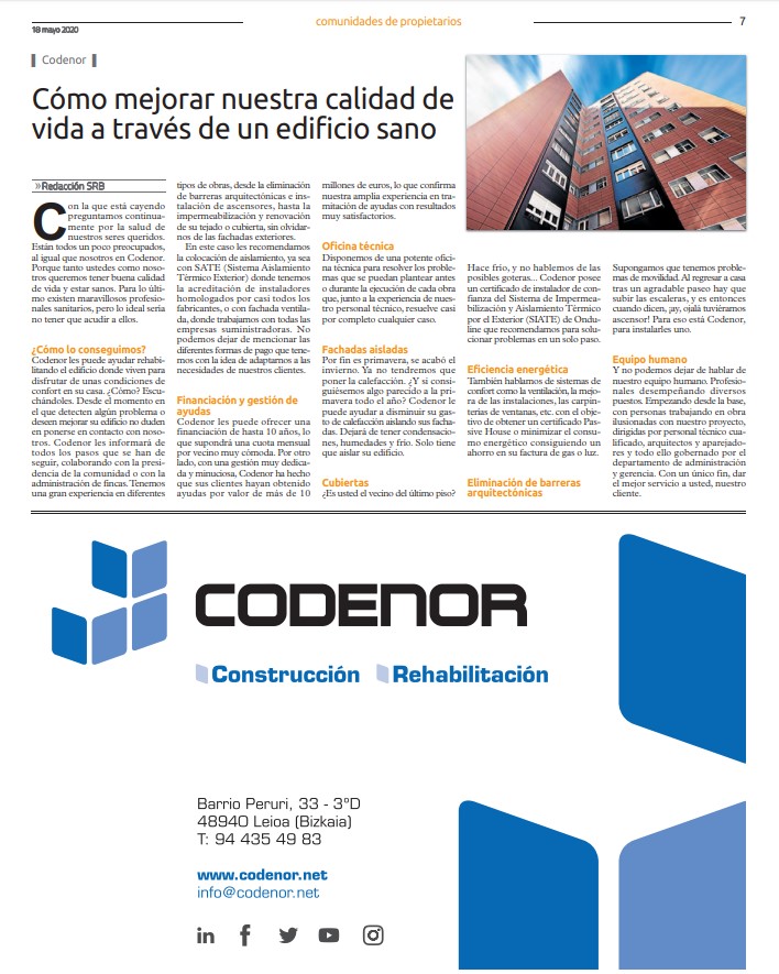 codenor's tweet photo. 📰 Ayer @elcorreo_com publicaba un especial sobre "Comunidades de propietarios" y desde #Codenor tuvimos el placer de aportar nuestro granito de arena. ¡Muchas gracias! https://t.co/EuZlpcIKc7