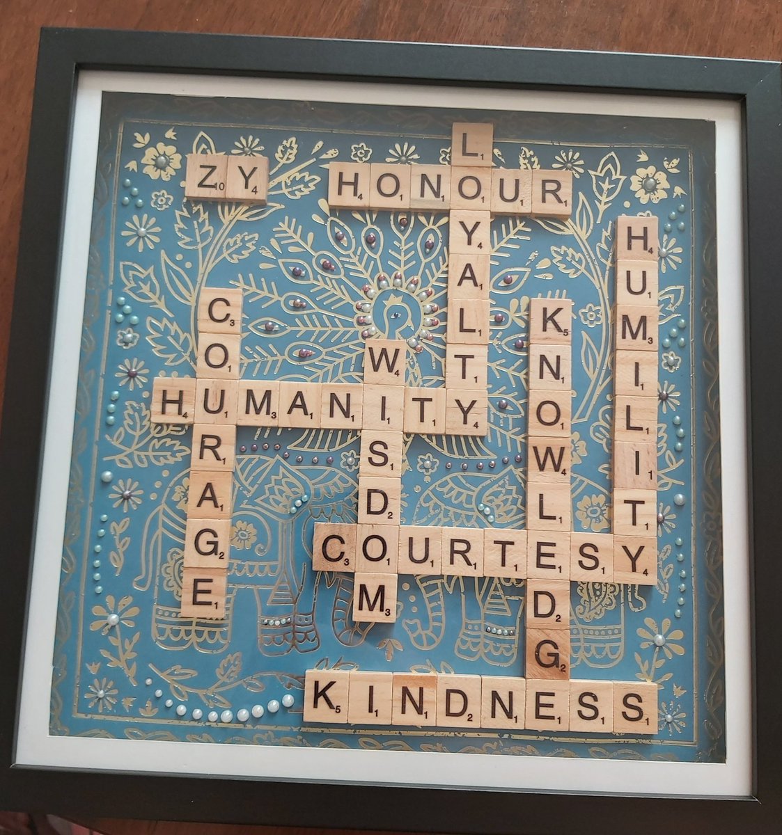 Kaajal_CompSci's tweet photo. What virtues do you live by? Here are some of mine. New box frame finished and ready to be gifted. #boxframe #boxframes #scrabbleart #scrabbleframes #sidehustle #kajscreations #personalisedgifts https://t.co/Fasjrn2doo