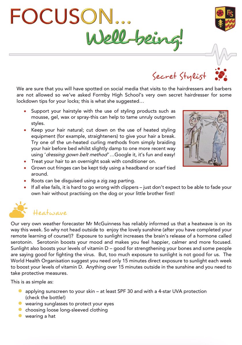 FormbyHigh's tweet photo. Here is the first instalment of this week’s ‘Focus on Well-being’ newsletter https://t.co/HpAfSXbHmH