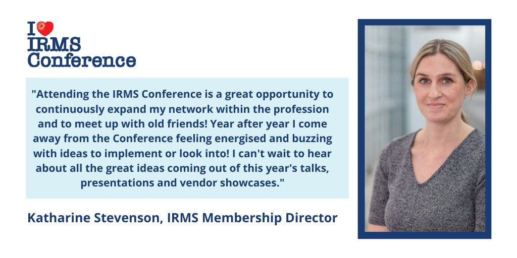 IRMSConference's tweet photo. Thanks @K4tyS - we can not wait for #IRMS20 either! What is the highlight for you? https://t.co/X7zI0yb5Sp