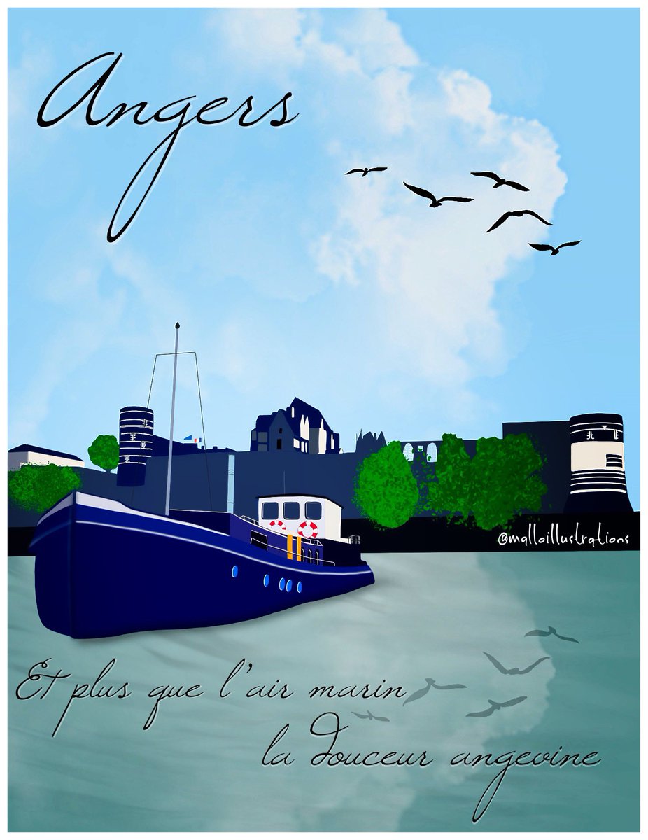 MalloryToman's tweet photo. #Angers #angersmaville #affiche #douceurangevine #lequai #roirene #chateauduroirene #illustration #angersillustration #maineetloire #angerscity @MalloryToman https://t.co/0Cic2VjxBS