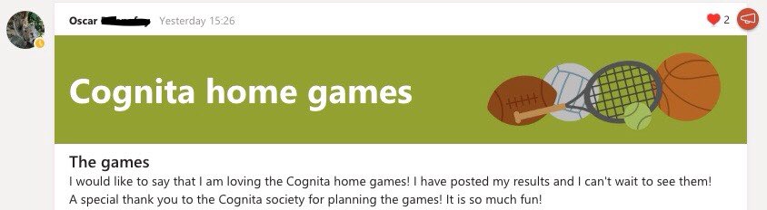 NBHPrep_PE's tweet photo. A lovely response from Oscar in Year 6 about the Cognita Home Games. #CognitaHomeGames #TrueNorth #cognitaway @NBHSchool https://t.co/qxyLNbow7b