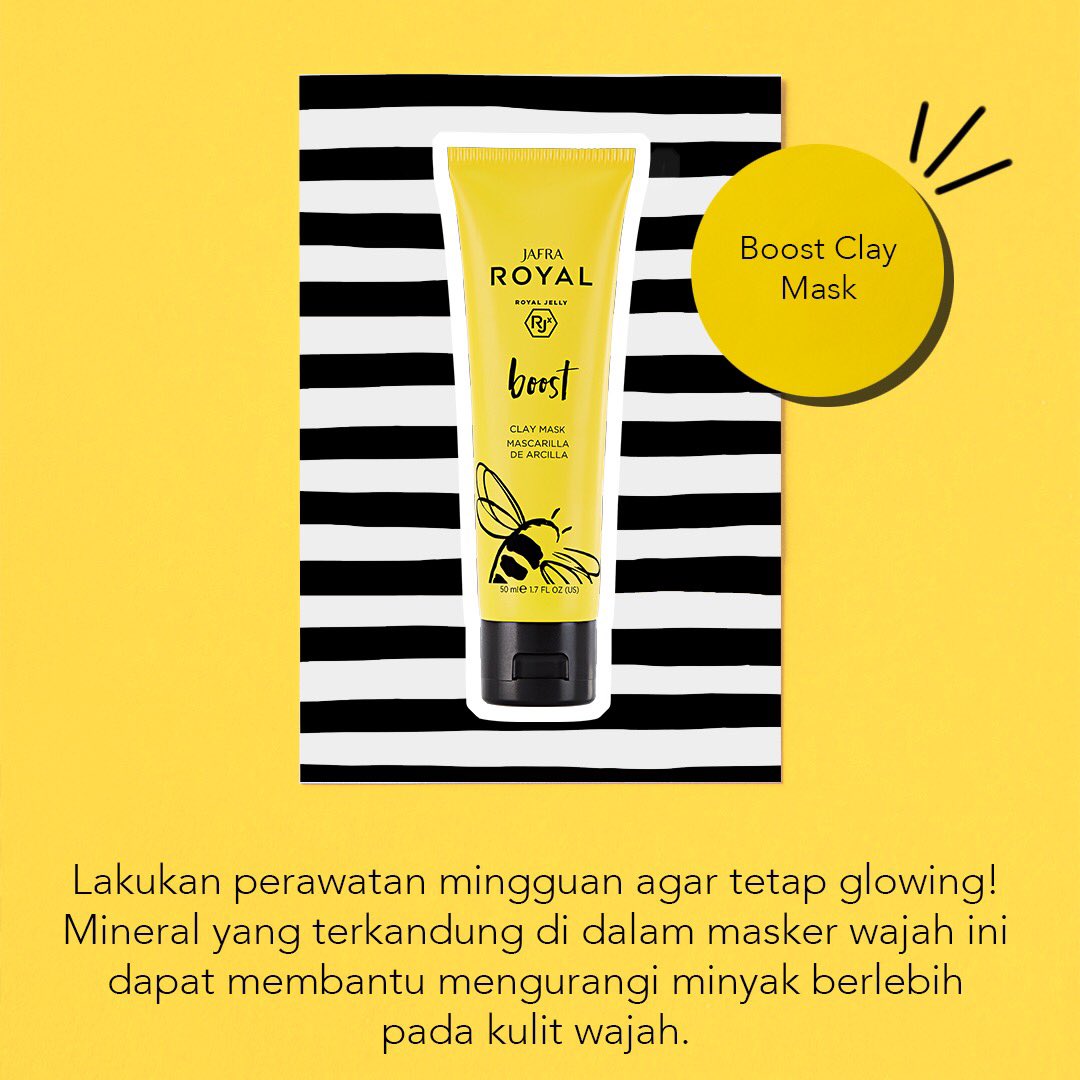 Shine-free skin with JAFRA Royal Boost!  

Kulit berminyak bisa menjadi penyebab masalah pada wajah seperti jerawat atau komedo. Nggak usah khawatir, JAFRA Lovers! Lakukan empat langkah mudah ini dengan JAFRA Royal Boost untuk kulit normal/kombinasi/berminyak di #DiRumahAja!