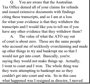 Craig won against the ATO okay?! Stop hassling him. He just fled Australia for no reason, and the criminal investigations area of the ATO contacted Kleiman's lawyers for no reason, okay?! 