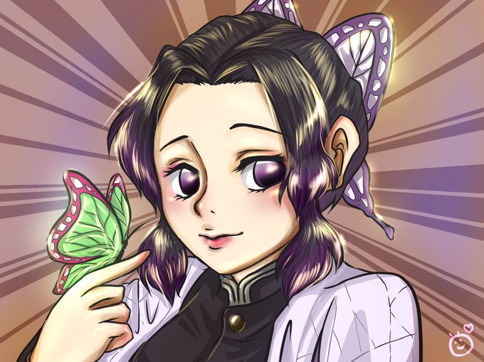 しまさん。さんがTwitterに投稿した胡蝶しのぶ(鬼滅の刃)のイラスト。