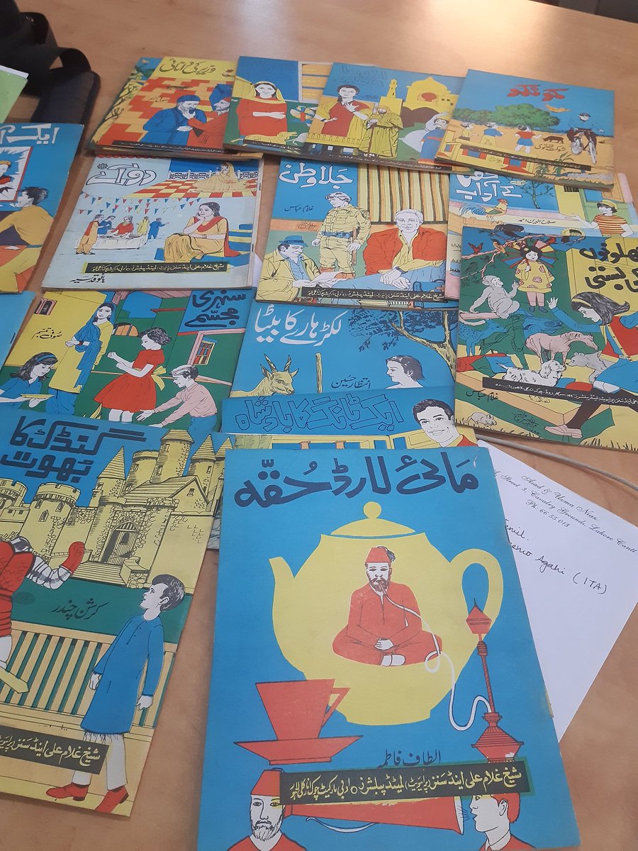 BaelaJamil's tweet photo. Oh what a treasure trove of Children's Literature from the vintage  connoisseur #SheikhGhulamAliandSons! @CLF_Pak @itacecorg all set for a contemporary revival of language imagination &amp; feelings #GhulamAbbas #SufiTabassum #BanoQudsia #IntezarHussain #AltafFatima #KrishanChander! https://t.co/wzNidZtN4o