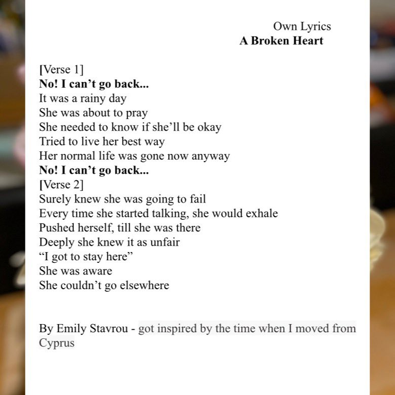 ASAPerfArts's tweet photo. 🌟 Outstanding home learning alert 🌟 Emily S in year 7 has been exploring the melodic structure of the chorus and the verse in Music and has written her own lyrics to compliment her composition. Some powerful lyrics here - we think it’s a future ballad! #KS3Music #ASAMusic 🎶🎧 https://t.co/QuyHwlqyhb