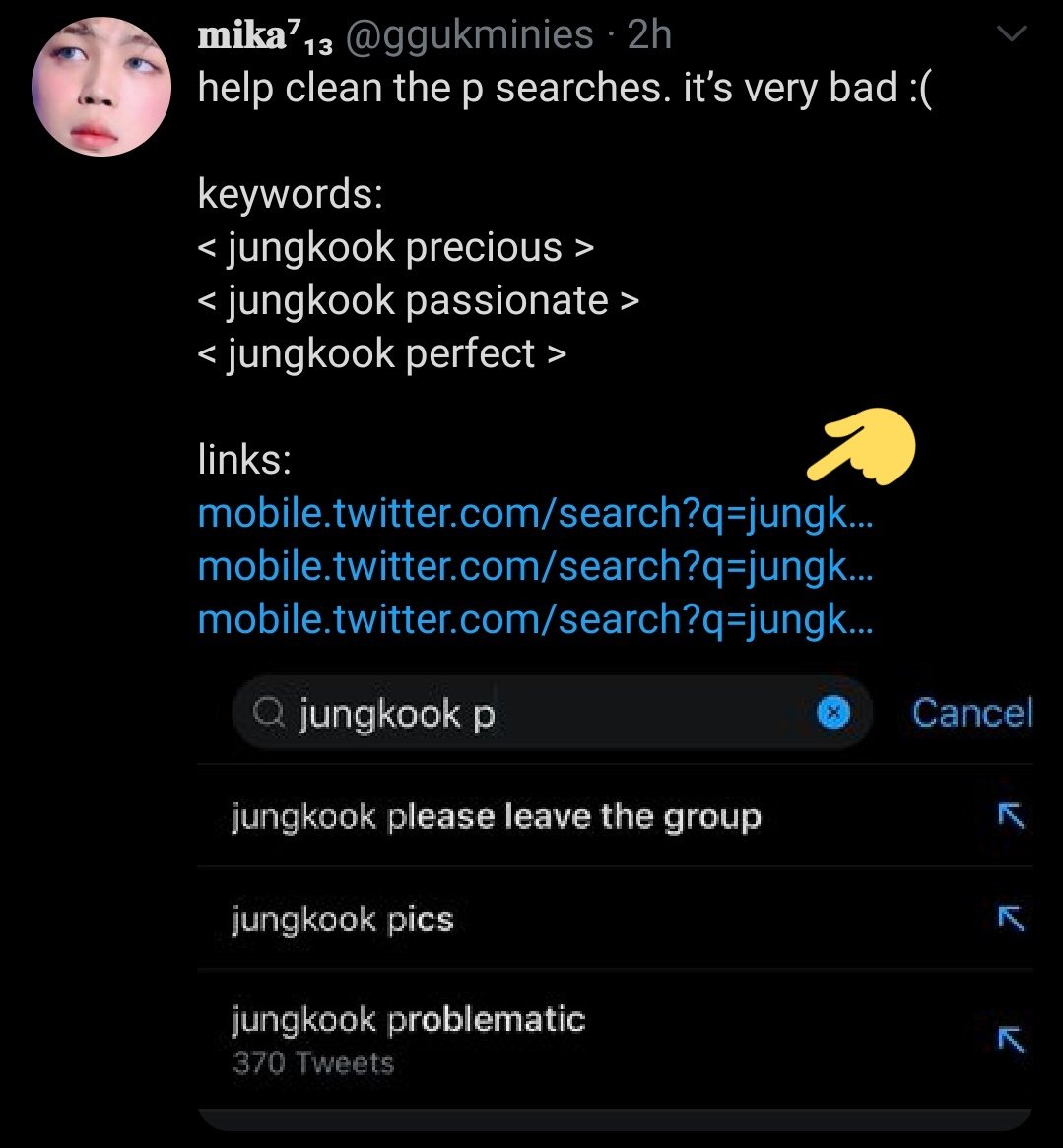 under the actual searched terms.so how do we clear the searches?you simply type the chosen words into the search bar. some people already understood the principle of that and started posting "clean the searches" posts with links. all you have to do is click on that link.