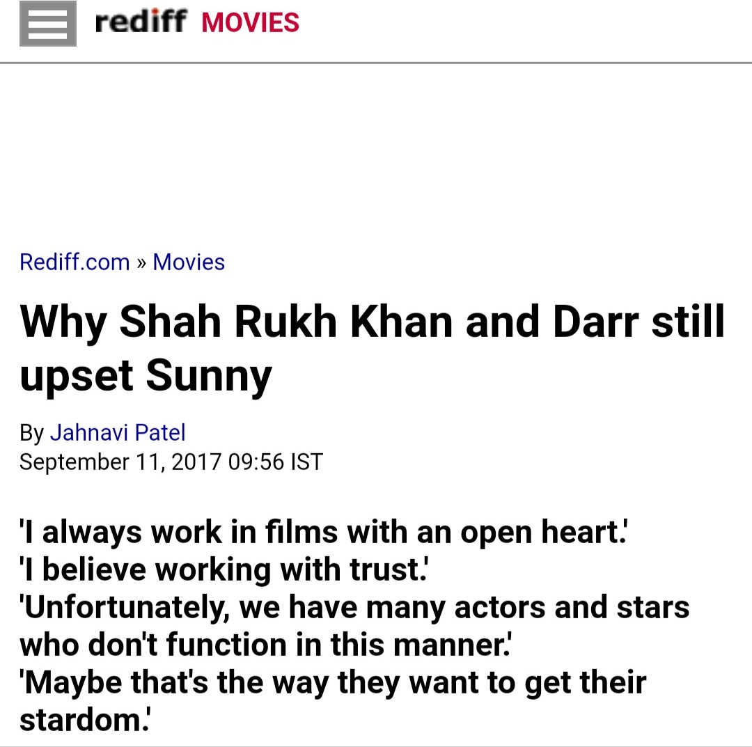 Sunny deol on Srk and why he should not be trusted..
