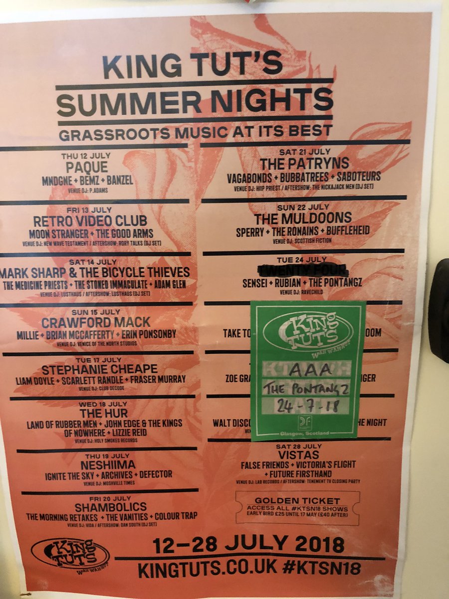 ThePontangz's tweet photo. A wee throw back when we headlined at the king tuts summer night festival 2018 July was a great night met loads of talent and when the drummers cymbal exploded. https://t.co/FTgS6EOtXQ