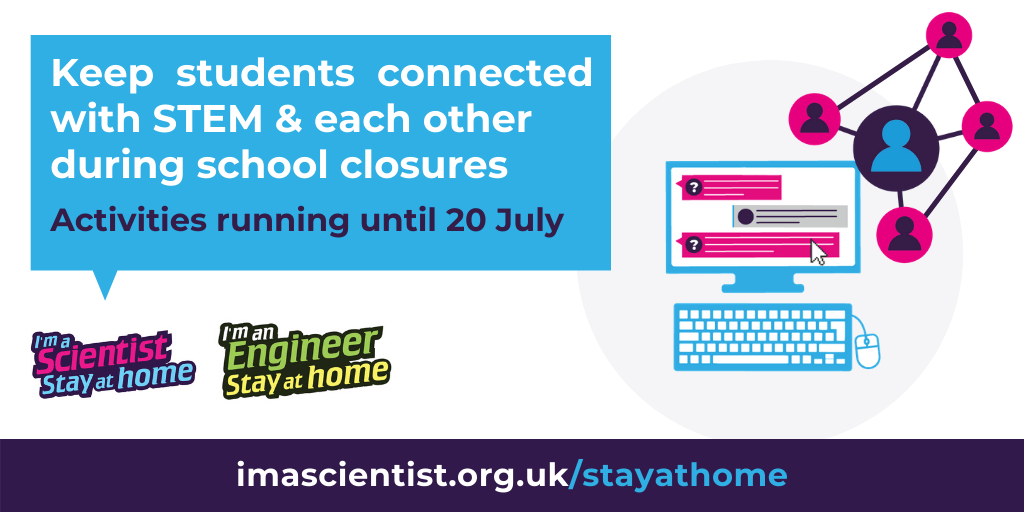 imascientist's tweet photo. Science teachers!
 
Keep your students engaged with #STEM.

There is room for your students this week and beyond in #IAStayAtHome.

Details here 👉 https://t.co/aIusuFCMdI https://t.co/DZJMmmGeYe