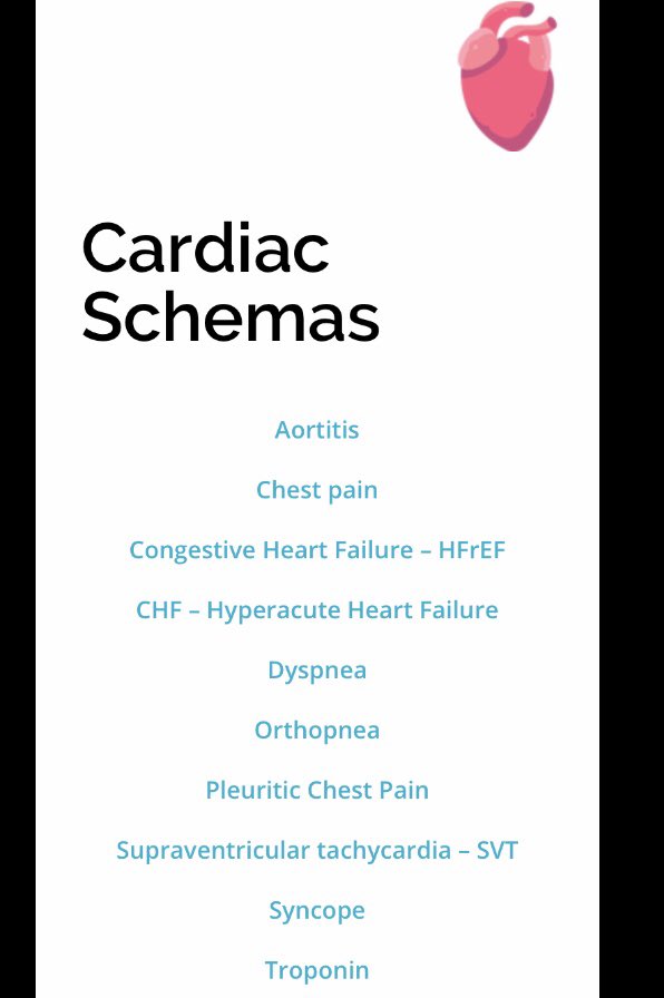 Their schemas are also available on  http://clinicalproblemsolving.com  , so you check them all out thereThey are arranged based on systems or alphabetically.