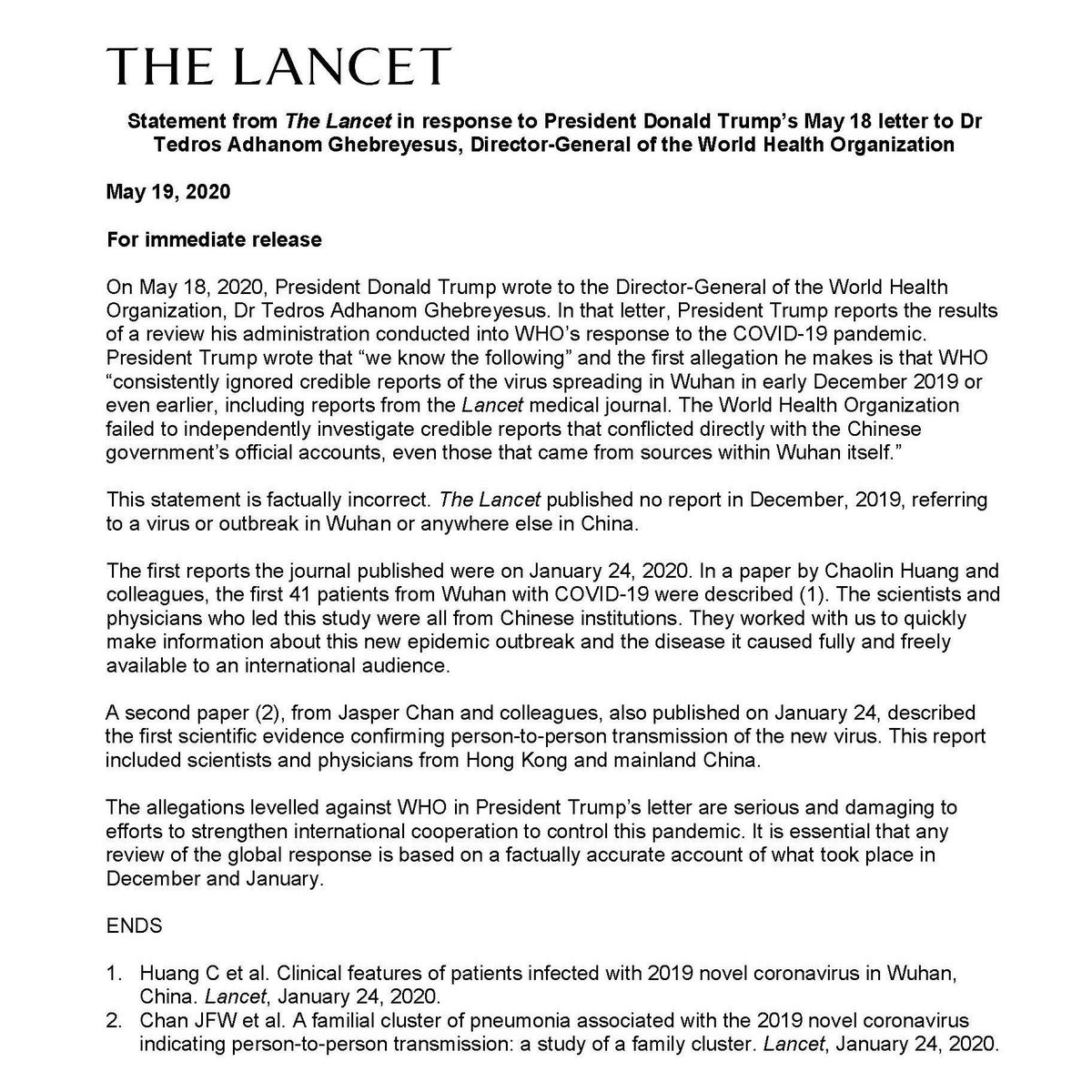 The game is on.A. Lancet: calls for the global review of the COVID19 response to be based on a factually a curate account. 
