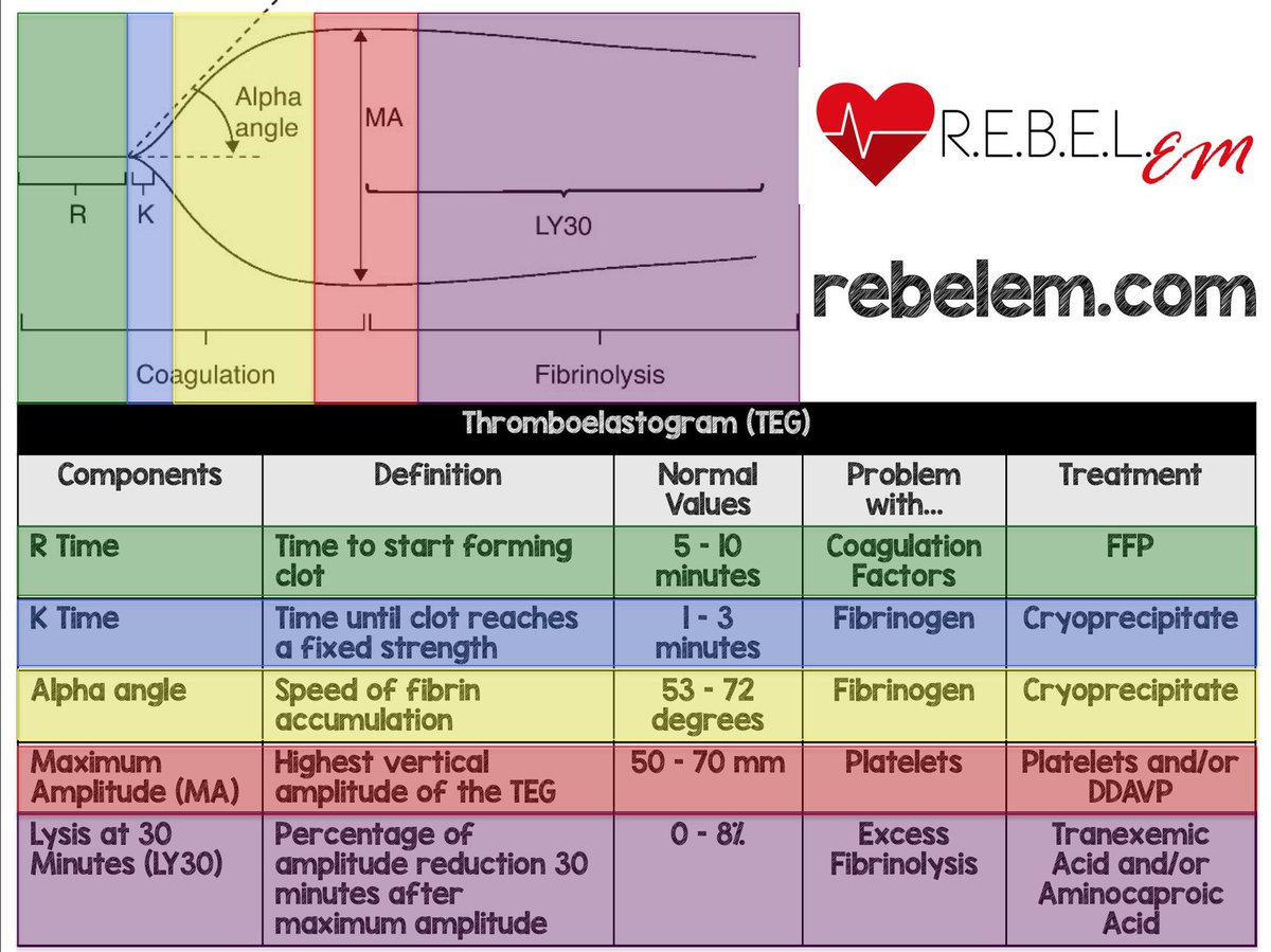  @srrezaie,founder of REBEL EM is a must follow for reviews on some of the latest updates/papers, as well as illustrations.I find this note on thromboelastography (TEG) to be particularly memorable  https://twitter.com/srrezaie/status/1261747694911082497