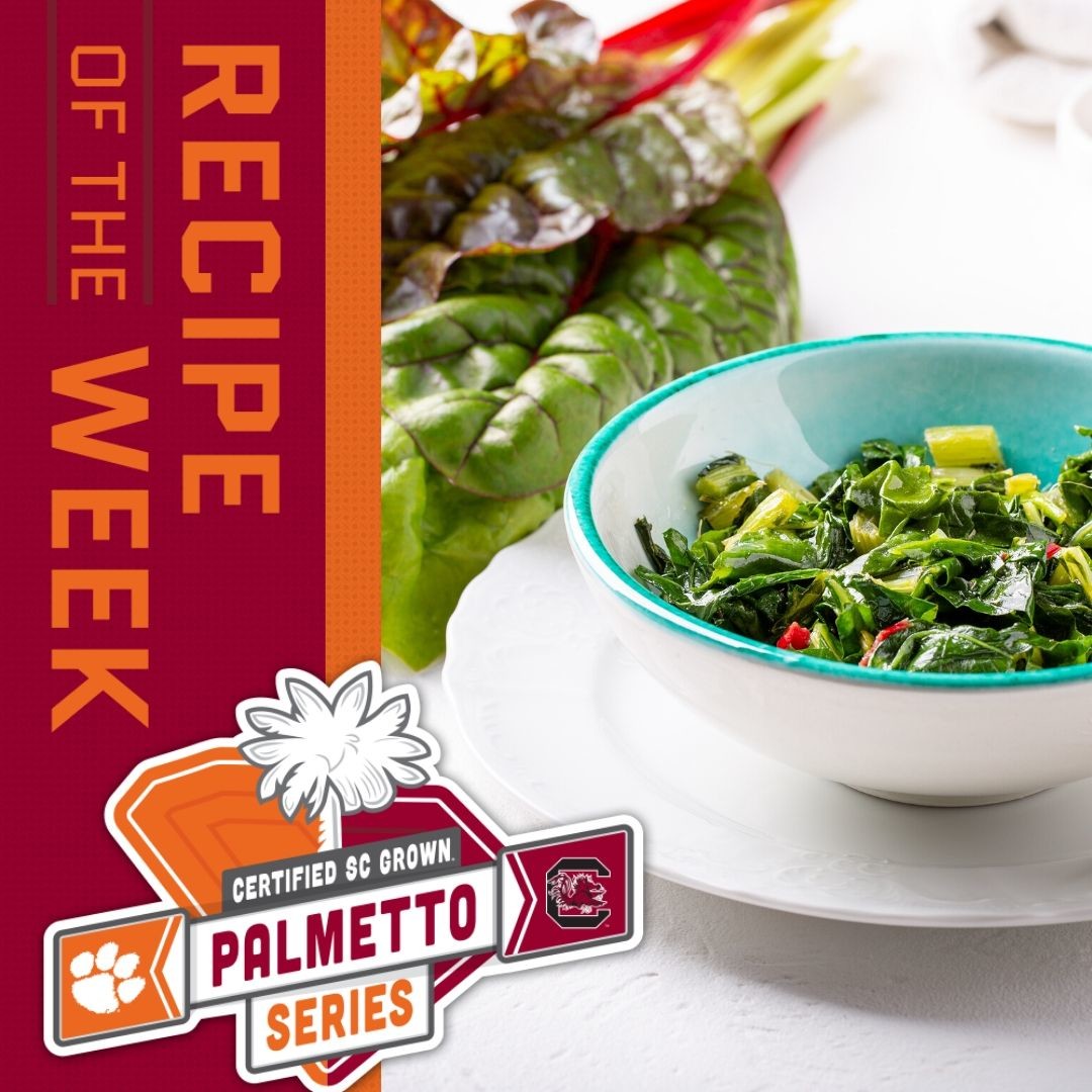 Sautéed Swiss Chard, the #CertifiedSC Recipe of the Week, is the perfect side dish for all you veggie lovers out there. Don't forget to use local Swiss chard for the freshest, tastiest meal. bit.ly/3dcoHU5