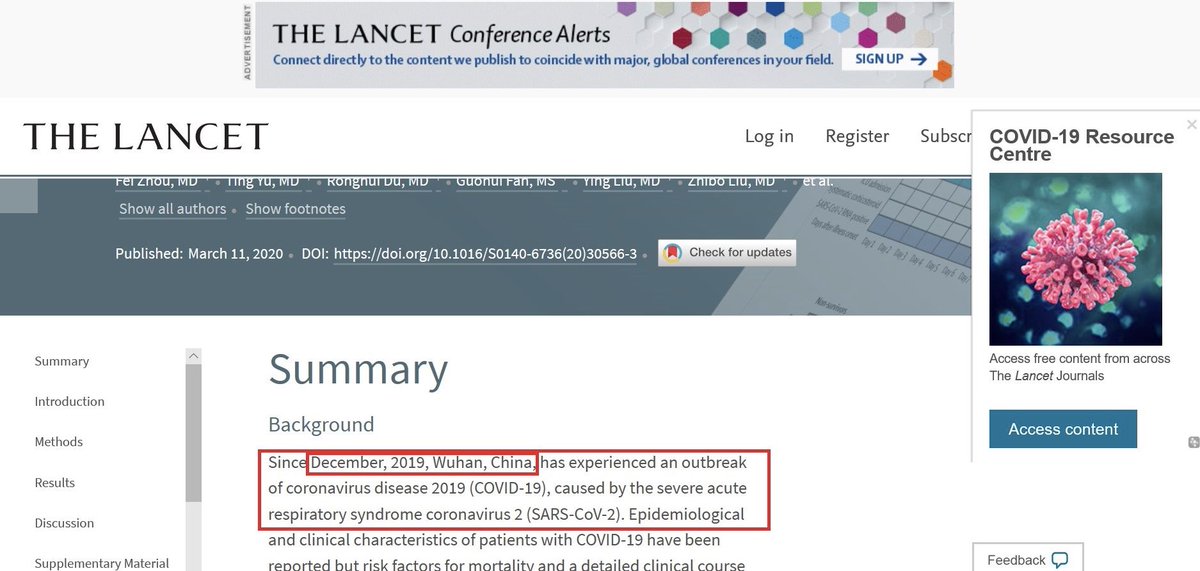 B. But there was an article on Lancet journal with reference to an outbreak as early as December 2019.——... factually a curate account 