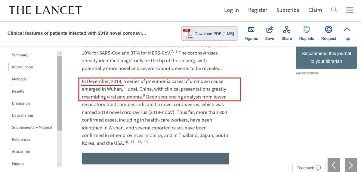 B. But there was an article on Lancet journal with reference to an outbreak as early as December 2019.——... factually a curate account 