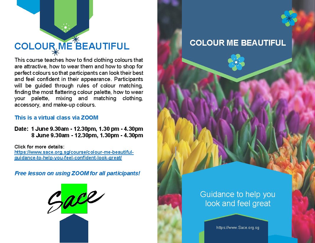 SaceSingapore's tweet image. “People will stare. Make it worth their while. ” - Harry Winston
Do you often wonder how people can pull off wearing fantastic colours and look great? Well, you can be like them too! bit.ly/2zRNxtG

#colourmebeautiful #senioractivities