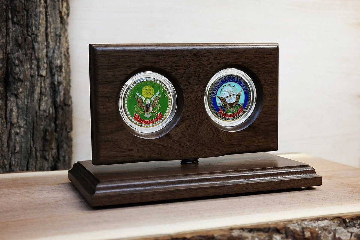 CoinDisplays's tweet photo. Excited to share the latest addition to our#etsy shop: Challenge Coin 2-Coin Rotating Display - Natural Black Walnut Wood - Visit link in bio!  #challengecoins #militarygifts #coindisplays #veterans https://t.co/aucm54pe68