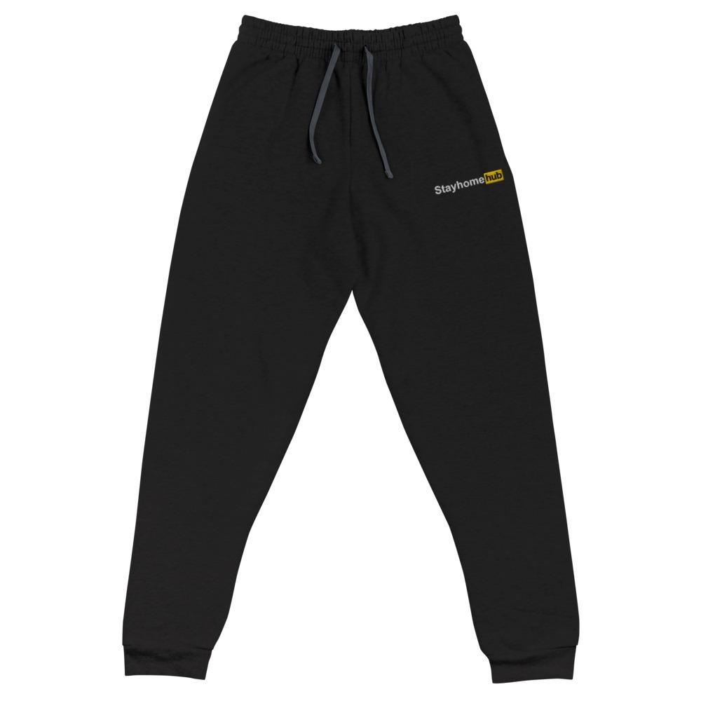 Pornhub's tweet photo. RT for a chance to win a pair of Stayhomehub black joggers 🔥 https://t.co/TjQIXJ3Qaw https://t.co/dKf81p40TG