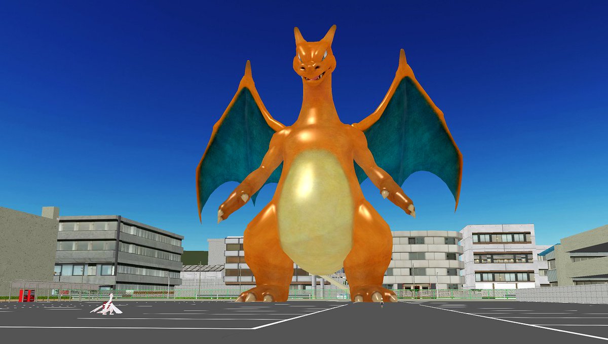 シュウ 巨大化からの １ こちらは Metasura34さんからの依頼です 街中に巨大リザードン ポッ拳 がいる そこにトレーナーが来て色違いのルギアをだして巨大化していくルギア