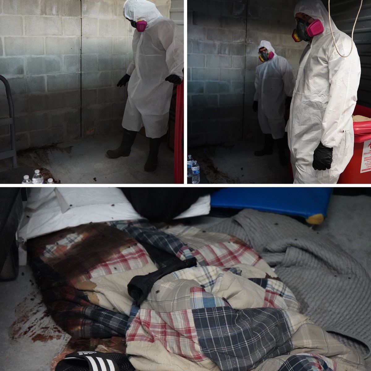 SpauldingDecon's tweet image. This is the scene of a homicide. Due to lack of circulation his body swelled to 3x's his normal side. When the coroner went to move his body, he popped. The cause of death was suffocation with a bag over his head. #spauldingdecon #extremecleaners #homicide #crimescenecleaners