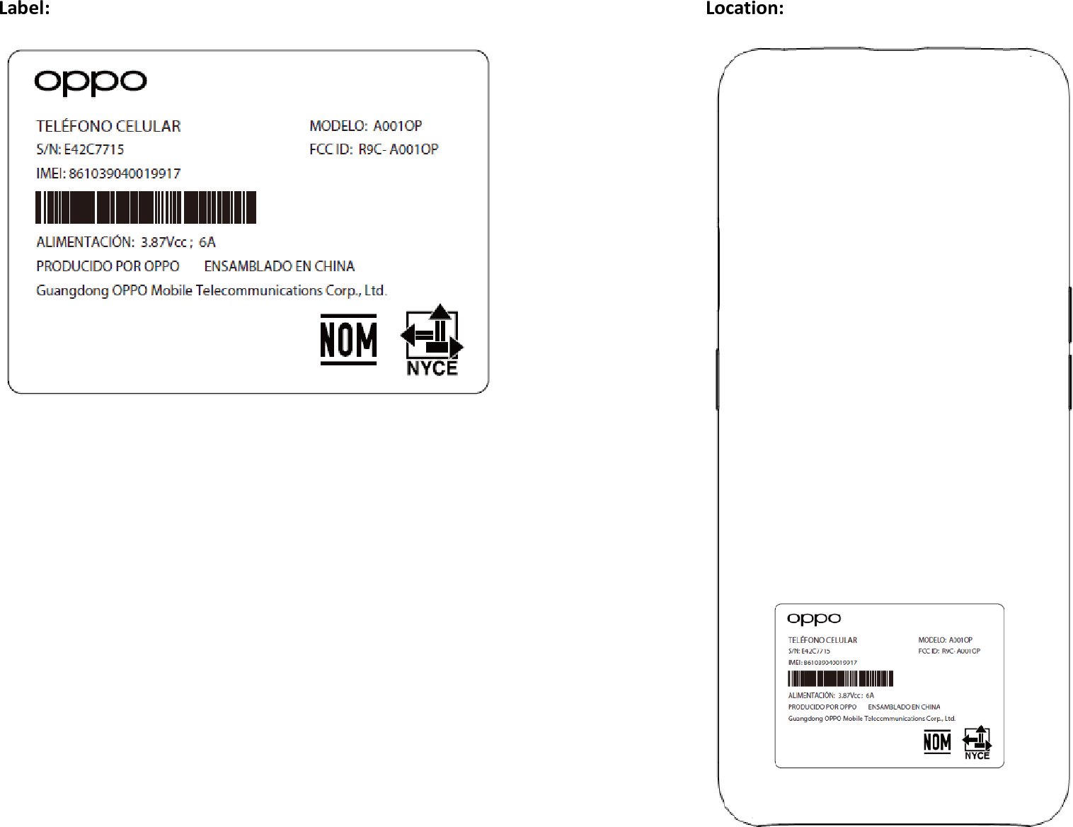 FCC ID on X: GuangDong Oppo Mobile Telecommunications Corp., Ltd. Mobile  Phone A001OP (R9C-A001OP)    / X