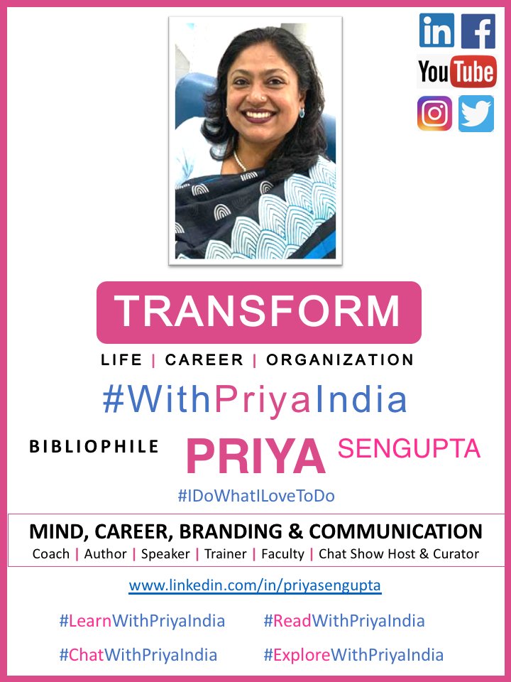 PriyaSenguptaIN's tweet photo. #IDoWhatILoveToDo: And, It Pays My Bills Too :)
To know more, see https://t.co/EFGBEGsKaH
#Learn #Coach #Train #Teach #Write #Speak #Smile #Chat
#Mind #Career #Brand #Communication #Motivation
#FutureOfWork #Entrepreneurship #Startup #CIMSME
#WorkLifeBalance #WithPriyaIndia https://t.co/aJ5ZAp8BPE