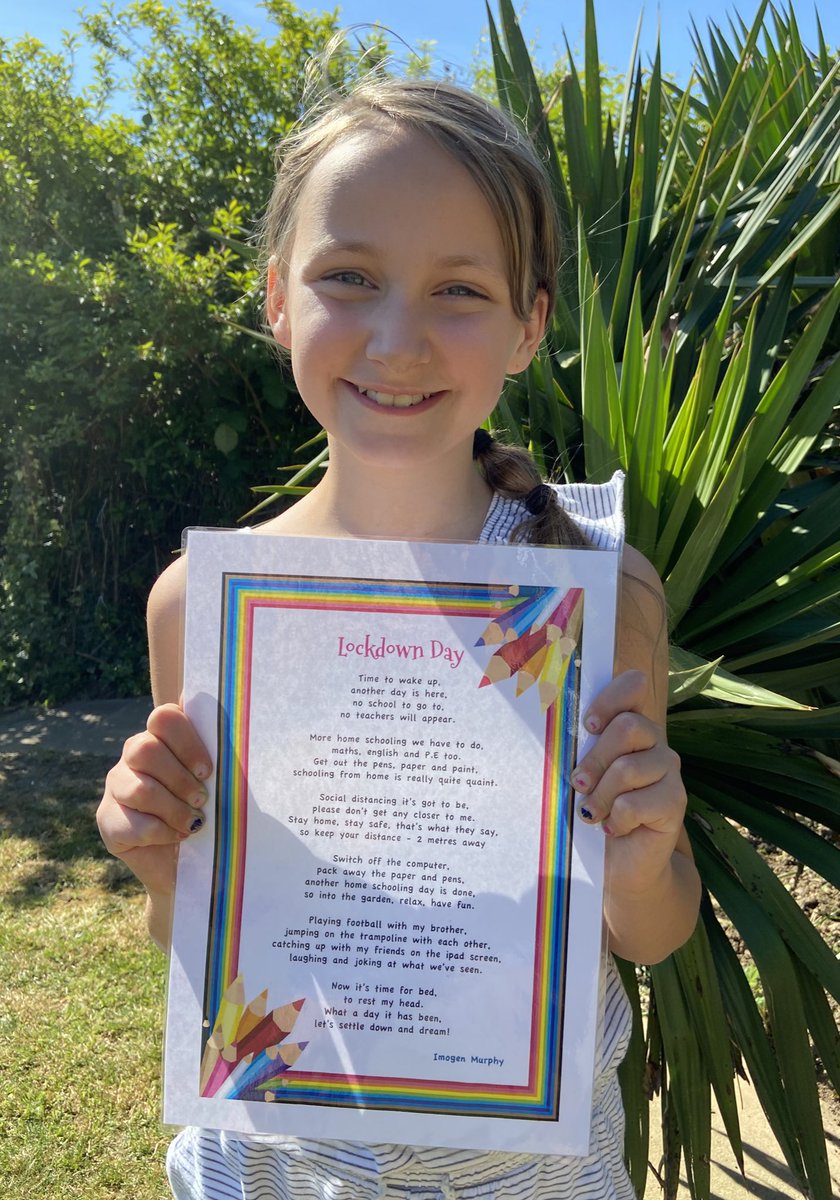 JacquiMurphy15's tweet photo. Imogen’s “Lockdown Day” poem. #latimerfamily https://t.co/yMkYvF31nM