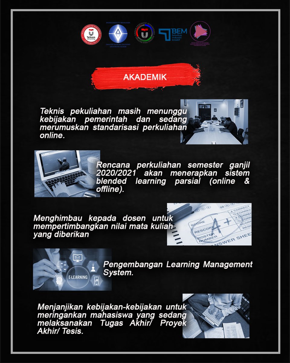 bemfiktelu's tweet photo. [HASIL AUDIENSI DENGAN PIHAK REKTOR]
[MENGENAI KEBIJAKAN KAMPUS SELAMA PANDEMI COVID-19]

Pada hari ini, Selasa 19 Mei 2020 telah dilaksanakan audiensi antara pihak Tim PEKA Aliansi BEM Tel-U bersama HMI Komisariat IT-Telkom dengan pihak Rektor Telkom University. https://t.co/03eWS2Wsms