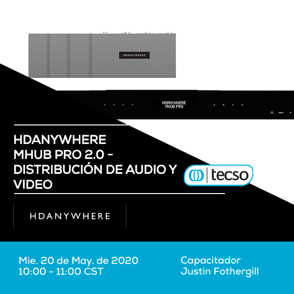 TecsoMx's tweet photo. Introducción a los nuevos y poderosos modelos MHUB PRO 2.0 de HDANYWHERE, conoce las características y diferencias este 20 de Mayo a las 10:00 am, en el webinar presentado por Justin Fothergill.
Inscríbete aquí ➡️ https://t.co/I3uwGCCN35
#hdanywhere #webinar #mhubpro https://t.co/iX6FmsdmaZ