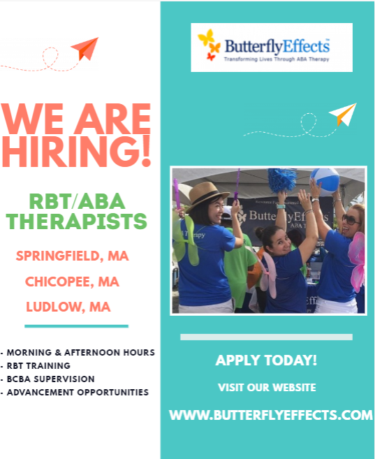butterfly_aba's tweet photo. We are #NowHiring in Hampden County, MA! If you are looking for a position that makes a difference in the lives of children with autism and become trained within a team-centered, supportive environment, then #TeamButterflyEffects is the right fit for you!📍https://t.co/PQ6l6WQTrm https://t.co/sLAGmFbSJ1