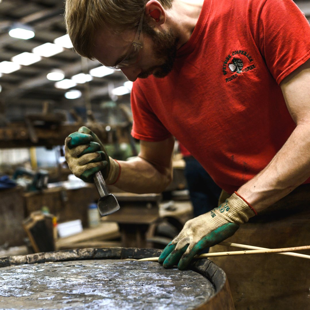 Most of our casks come from Speyside Cooperage. There is nothing better than watching the skill of the Coopers as they relentlessly build, repair and char casks for distilleries across Scotland.