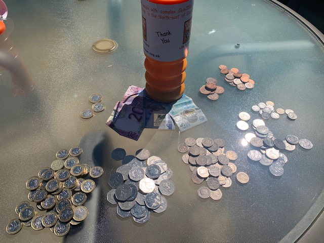 CharlieHouseHQ's tweet photo. "My loose change won't make a difference?" Yes it CAN! Thank you to Darren at @TheFourmile and to their customers for collectively raising Β£155.40 from their most recent collection can. Every penny counts! ππ§‘ #CharlieHouseHeroes #collectioncan #fundraisers #community https://t.co/ddoZIfeB2S