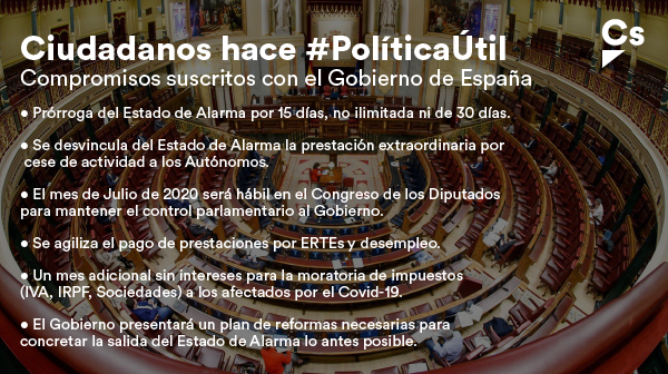 CiudadanosCs's tweet photo. 🍊 Gracias al acuerdo al que ha llegado Cs con el Gobierno, las demandas separatistas no serán una contrapartida para seguir salvando vidas y empleos.

🇪🇸 Prevalece el interés general de los españoles, porque hacemos #PolíticaÚtil https://t.co/ztboyV6y8Q