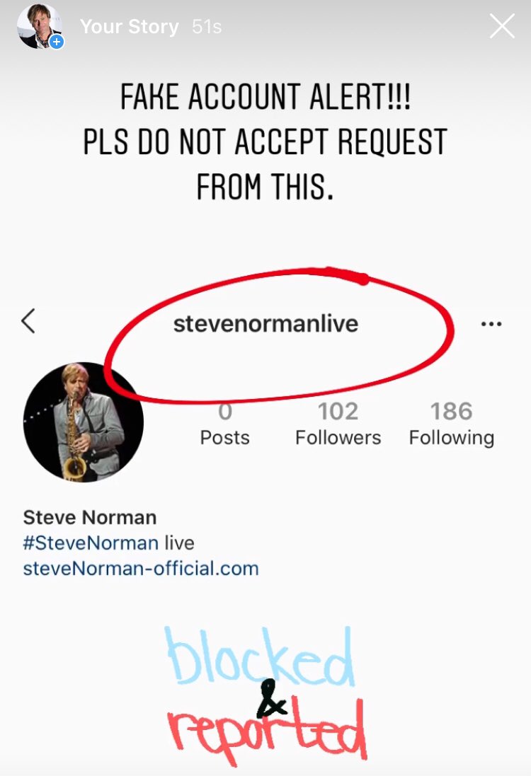 Steve Norman On Twitter Fake Instagram Account Alert Pls Ignore Requests From This And Report Block Thank You