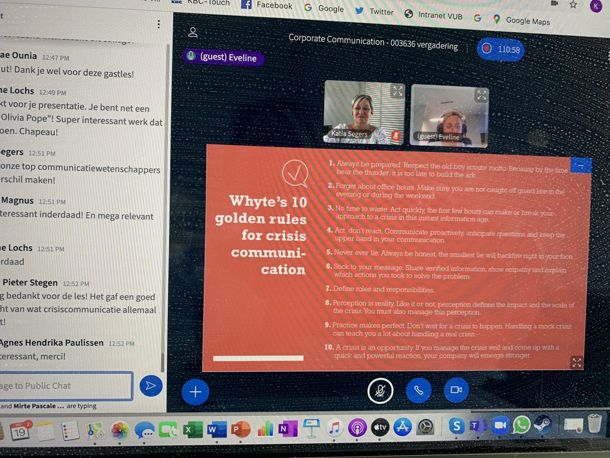 Laatste les van dit onwezenlijke #COVIDー19  academiejaar <a href="/scomvub/">scomvub</a> <a href="/VUBrussel/">VUB</a>. Afgesloten met topper <a href="/EvelineDeRidder/">Eveline De Ridder</a> van #Whyte. Razend boeiende gastcollege over #crisiscommunicatie. Studenten eeer enthousiast, ik blij.