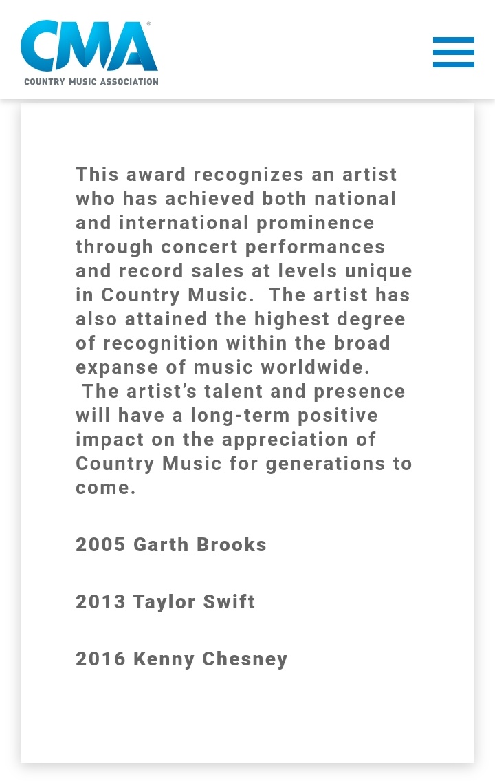 5. Repopularization Of Country Music- In 2013, Country Music Association honored Taylor Swift with the 'Pinnacle Award', Country music's highest recognition for bringing country music to YOUNGER audience and for achieving INTERNATIONAL prominence that's unique in Country music.