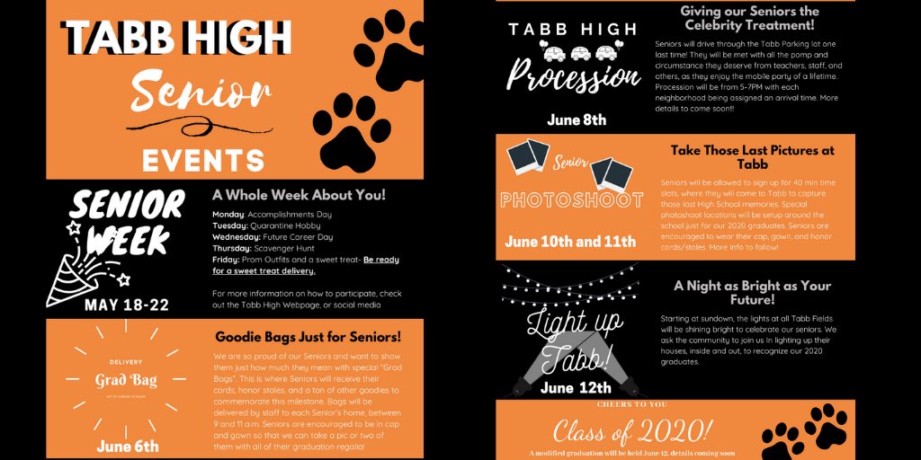 TabbHSTigers's tweet photo. @TabbHigh2020 These events are for you!!  #weRtabb https://t.co/CIi7P3SwnG