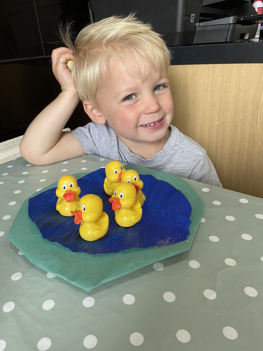 cat3009's tweet photo. @NurseryYCH Elliot enjoyed adding and taking away ducks in the pond and coloured, cut and glued his duck life cycle https://t.co/l4QzUtljqS