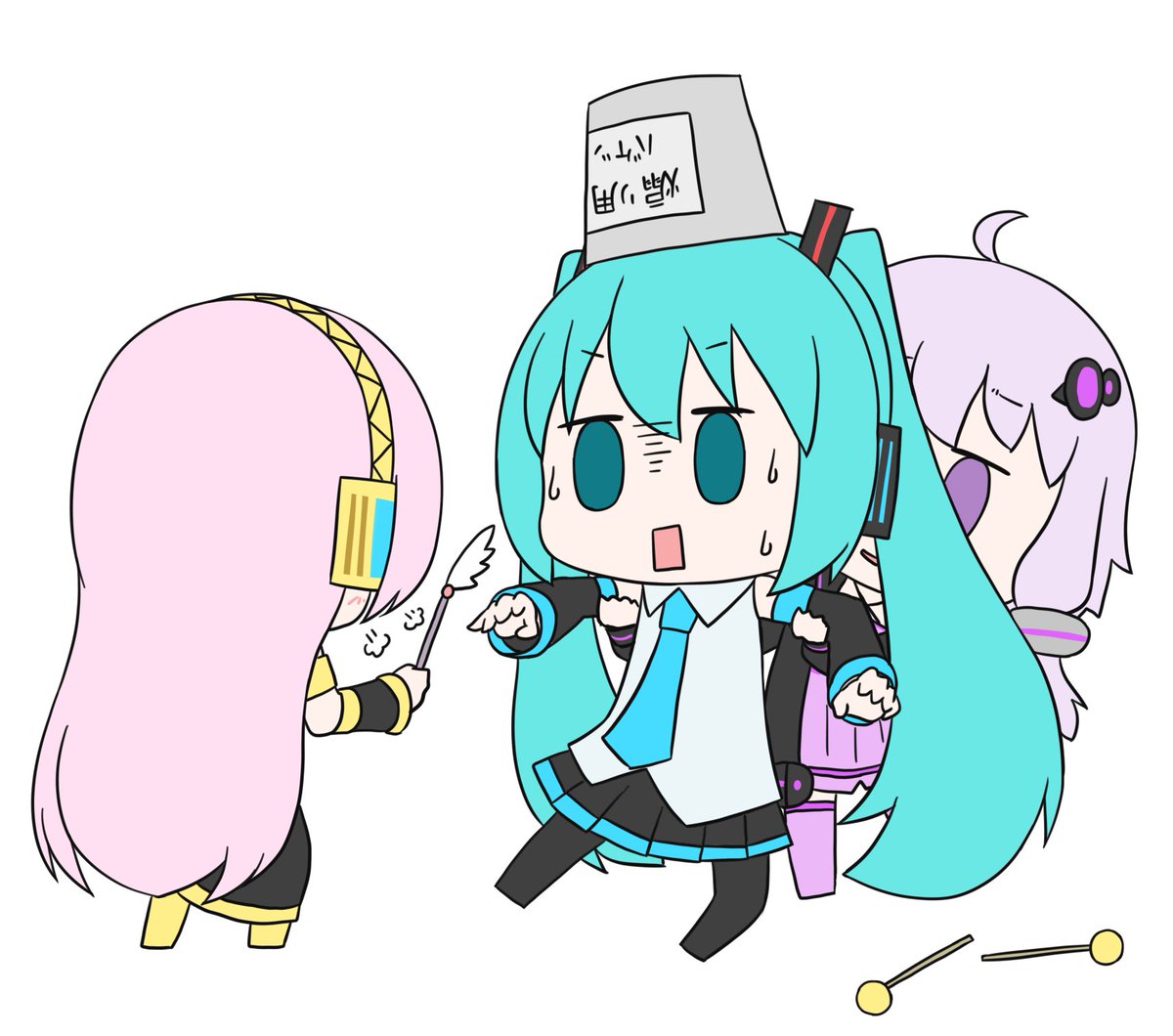 hatsune miku ,yuzuki yukari black sleeves twintails hair ornament multiple girls aqua hair 2girls holding controller  illustration images