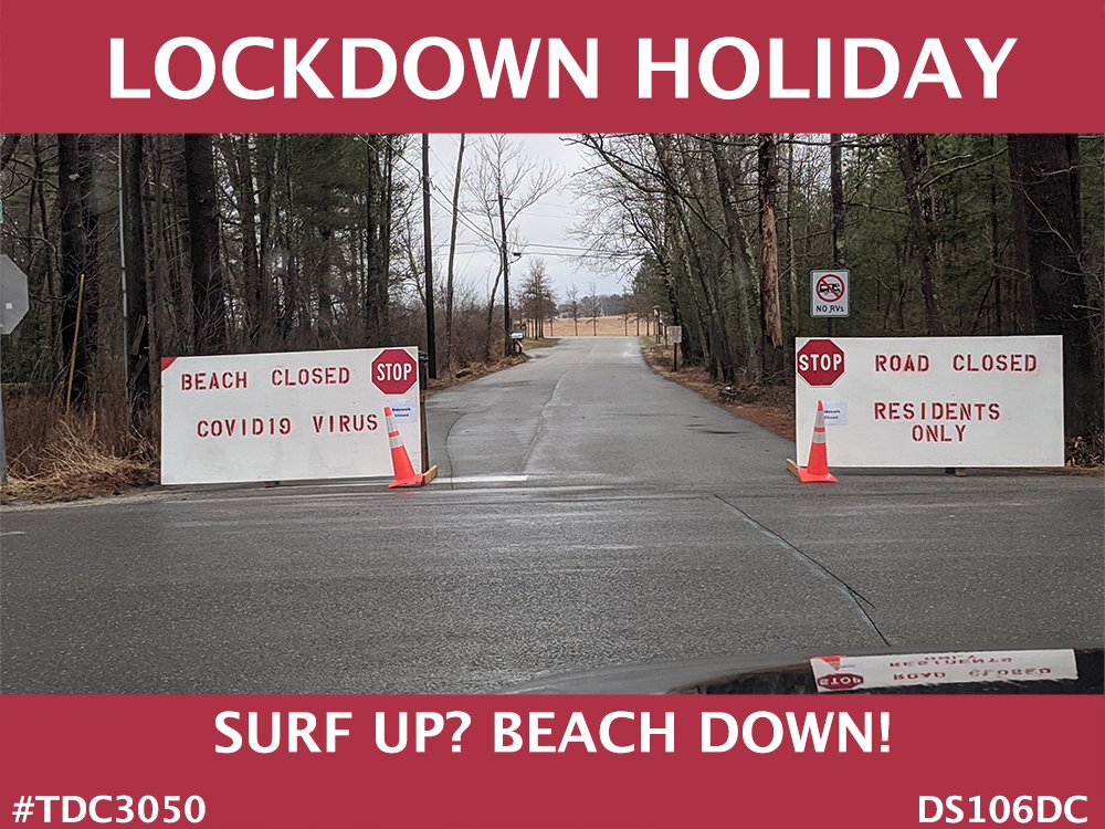 Coronavirus vacation, Maine. Staying safe in more ways than one. The whole thing feels apocalyptic. Gloomy, wet, warnings, and a road that may lead nowhere. Shot in March 2020 at an undisclosed - and still closed - location. <a href="/ds106dc/">ds106 Daily Create now @creating@daily.ds106.us</a> #tdc3050 <a href="/eng304cripps/">Michael Cripps</a> #ds106