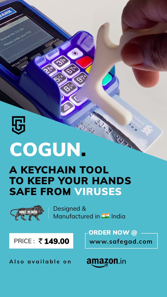 safegad1's tweet photo. CoGun is a keychain tool to save you from germ-infested surfaces and safely open doors, operate ATMs and POS machines. CoGun will help you adapt to the new normalcy.
Now available on Amazon or order from https://t.co/mhsEWOmRoX.
Book your CoGun now https://t.co/MNCZmsgLmI