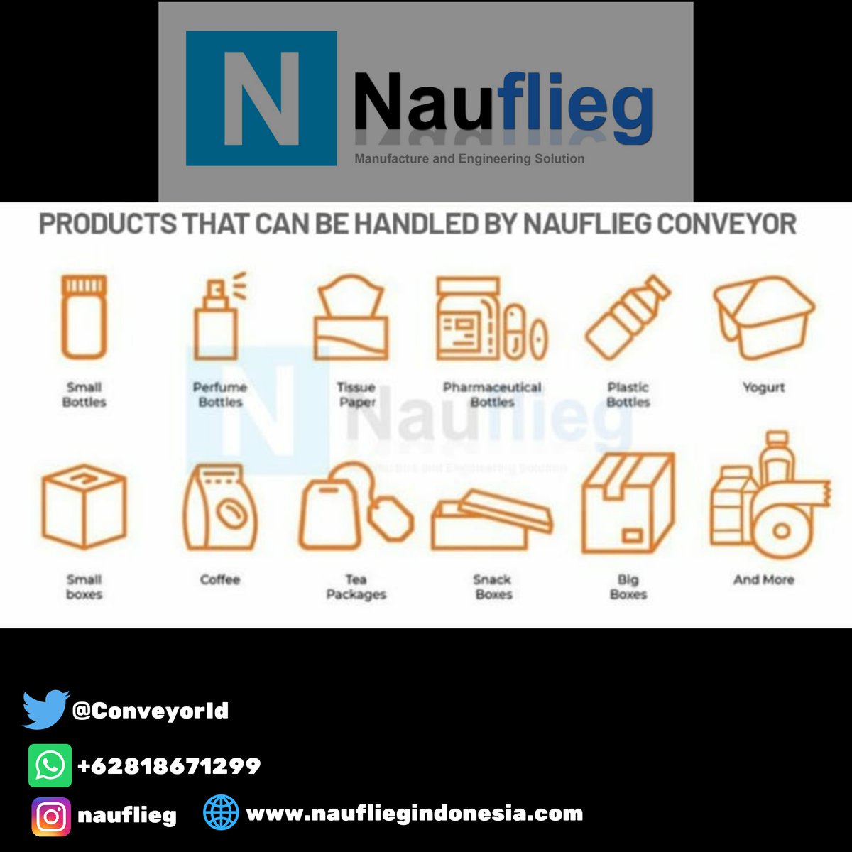 ConveyorId's tweet photo. Ayo Dukung Produk karya anak bangsa, Jadilah pejuang negeri. 
Nauflieg Indonesia merupakan Perusahaan yang memproduksi Mesin dan alat Penunjang kebutuhan Industri anda. https://t.co/ey1kmh6xxE