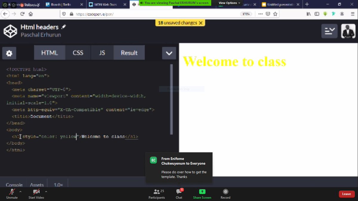 WAAW_Foundation's tweet image. She Hacks Africa coding boot camp participants were shown a step-by-step demonstration on how to create a Codepen account. An online community for testing and showcasing user-created HTML, CSS, and JavaScript code snippets.
#waawfoundation #shehacksafrica #onlinecodingbootcamp
