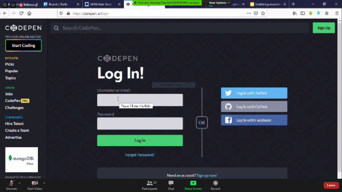 WAAW_Foundation's tweet image. She Hacks Africa coding boot camp participants were shown a step-by-step demonstration on how to create a Codepen account. An online community for testing and showcasing user-created HTML, CSS, and JavaScript code snippets.
#waawfoundation #shehacksafrica #onlinecodingbootcamp